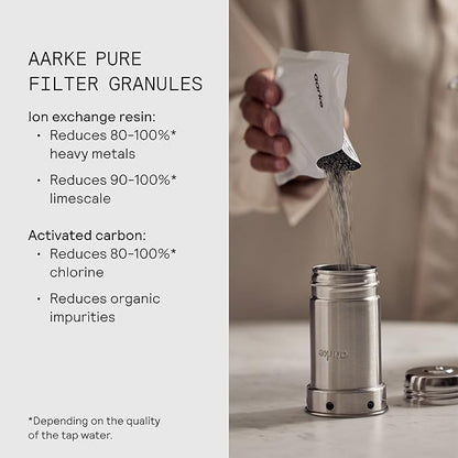 Aarke Pure Filter Refill Granules - Reduces Heavy Metals for Clean Water, Eco-Friendly, 8-Week Performance, Compatible With Purifier Pitchers (3 Pack)