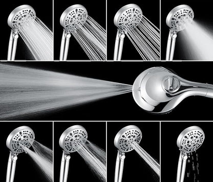 INAVAMZ 2-in-1 Shower Heads with Handheld Spray Combo: 10” Rainfall Shower Head & Hand Held Shower Head, 9 Spray Settings Detachable Shower Head with ON/OFF Switch and 15-Stage Filter