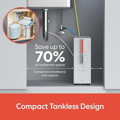 Brio SIMPL Reverse Osmosis Tankless Water Filter System for Clean Drinking Water | 4-Stage Undersink 0.0001 Micron RO Filtration | Reduces PFAS, Dirt, Rust, Chlorine, VOCs & Heavy Metals | 800 GPD