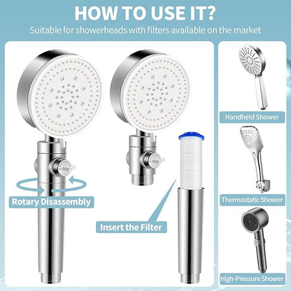 20 Pack Shower Filter Shower Head Filter PP Cotton Filter Handheld, Filter Replacement Filter Tool Suitable for Various Specifications of Shower Heads (2.6 inches)
