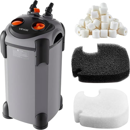 VEVOR 224.5GPH Canister Filter, 3-Stage External Aquarium Filter with Powerful Pump, Quite Water Circulation Cleaning Machine with Media for Fish Tanks and Aquariums Up to 55 Gallons, for Freshwater