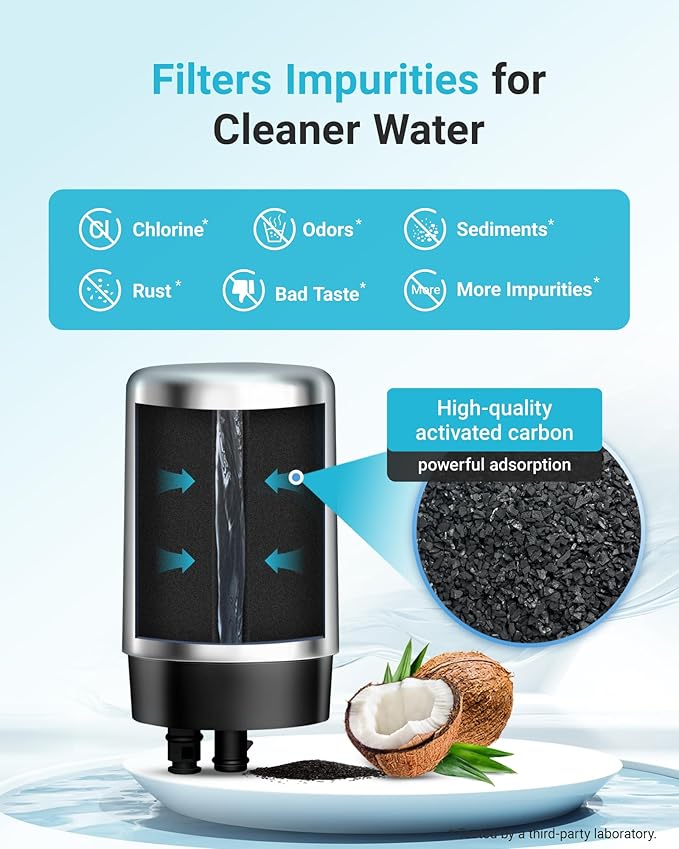 AQUA CREST 7027S Faucet Water Filter, Replacement for Brita® Filter, Brita® 36311 On Tap Water Filtration System, FR-200, FF-100, 100 Gallons, Chrome, 4 Pack