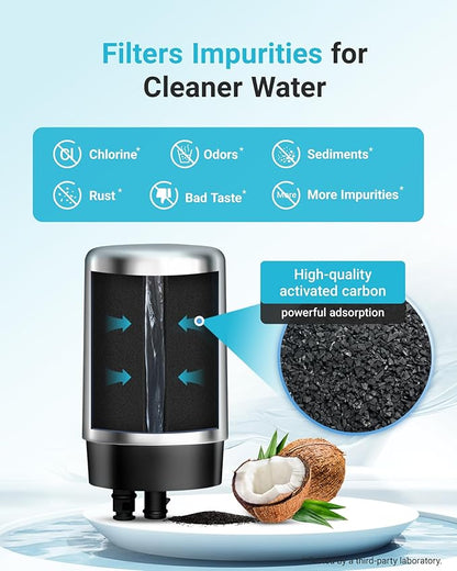 AQUA CREST 7027S Faucet Water Filter, Replacement for Brita® Filter, Brita® 36311 On Tap Water Filtration System, FR-200, FF-100, 100 Gallons, Chrome, 4 Pack