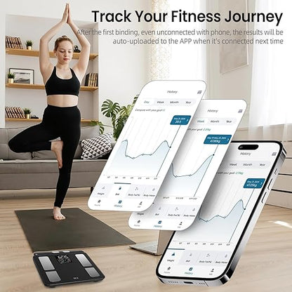 TIPRE Smart Scale for Body Weight 8-Electrode Digital Weight Scale for Body Fat Bathroom Scale with BMI Full Body Composition Analysis with Bluetooth Health Monitor for Weight Loss, 400lb