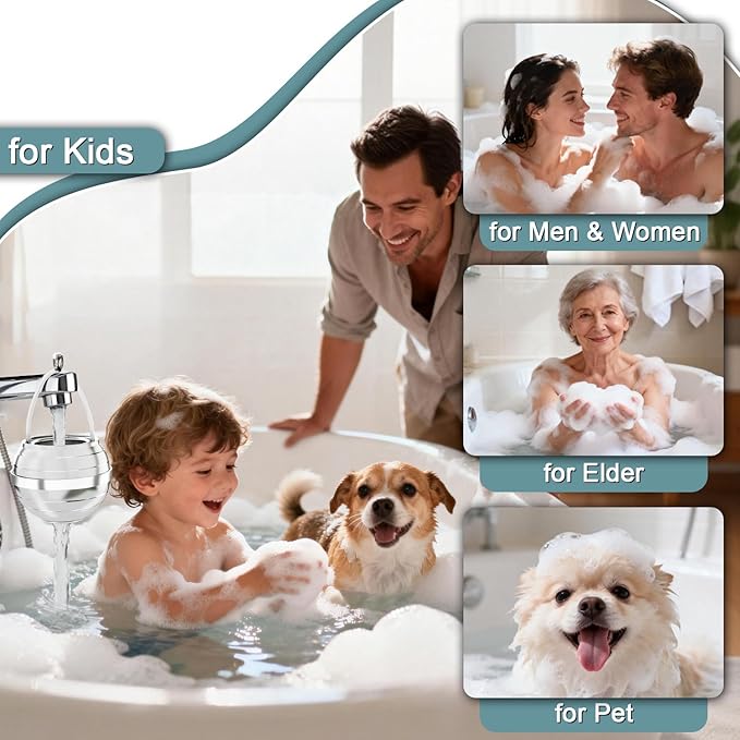 Bath Filter for Tub - 8 Stage Filtration, 2500 Gallons BPA Free, Easy Install, Hotel Grade Bath Filter Suitable for Baby, Pets & Those with Sensitive Skin