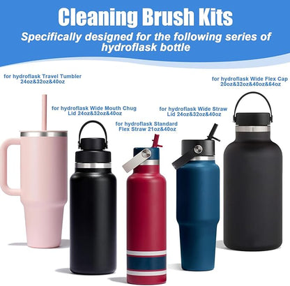 XANGNIER 4 PCS Water Bottle Cleaner Brush Kit for Hydroflask,Wide Straw Lid Brushes,Multifunctional Bottle Brush and Long Handle Scrubbing Bottles Brush for Hydro Flask 16/24/32/40 oz Cups Accessories