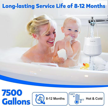 15-Stage Bath Water Filter for Tub Faucet, Yvelines 7500 Gallons Bathtub Filter Softens Hard Water & Removes Chlorine for Healthier Skin & Hair, BPA-Free (White)