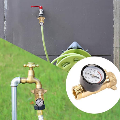 Hourleey Brass RV Water Pressure Regulator, Hi-Flow Water Regulator With Filter Screen and Gauge for Campers, Travel Trailers, Plumbing System