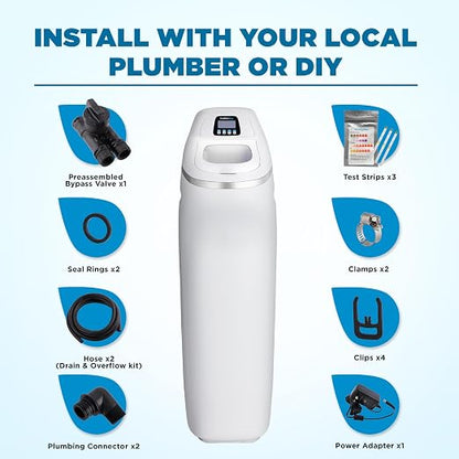 Ivation H2O 40,000 Grain, Water Softener System, Water Softner, with Patented Ceramic Discs, Automatic Whole House Soft Water Regeneration Reduces Magnesium & Hard Minerals & Improves Water Quality