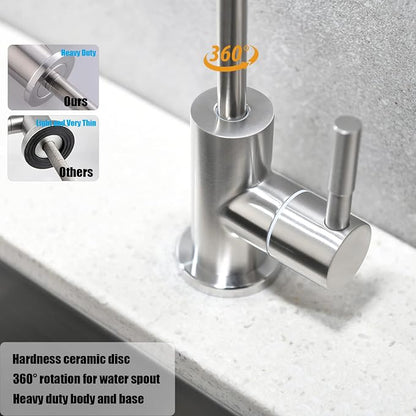 Havin RO Water Filter Faucet,Drinking Water Faucet fits Most Water Filtration System, Kitchen Reverse Osmosis Faucet,Bar Sink Faucet,Filter Tap,Lead-Free Stainless Steel,Non-Air-Gap(Brushed)