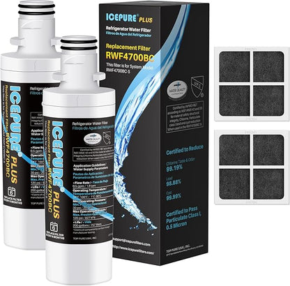 ICEPURE PLUS ADQ747935 NSF/ANSI 53 Replacement for LG LT1000P Kenmore Elite 9980 LT1000 LT1000PC ADQ74793501 MDJ64844601 RWF4700A LFXS26973S Refrigerator Water Filter and LT120F Air Filter,2PACK