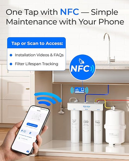 Waterdrop T3-T 220 GPD, Remineralization 7-Stage Reverse Osmosis System, 2:1 Pure to Drain, NSF/ANSI 372 Certified Water Filtration System, Under Sink RO Water Filter with Water Tank, No Power Needed