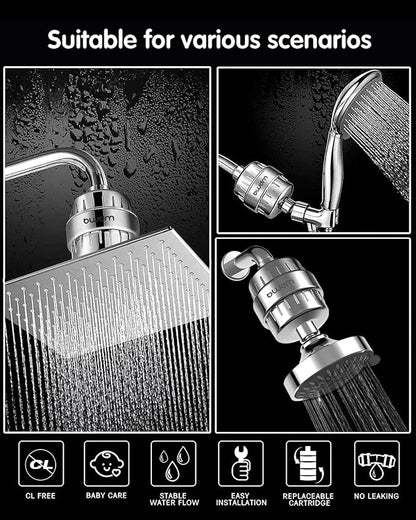 15 Stage Shower Filter Cartridge,High output Universal replacement filter cartridge, Remove Chlorine Heavy Metals and Other Sediments, Reduces Dry Itchy Skin Dandruff BWDM.Pack of 1