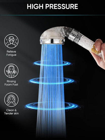 Cobbe Filtered LED Shower Head with Handheld, Color Changing, High Pressure Shower Head with Filter, Water Saving Spray Handheld Showerheads with Hose and Base for Dry Skin & Hair