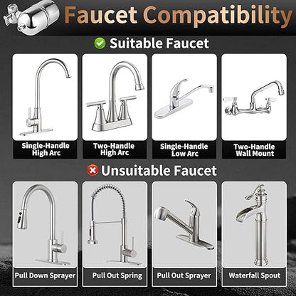 WINGSOL Stainless Steel Water Filter for Sink Faucet, NSF/ANSI 42&53, 360° Rotating Tap Purifier, Reduce Heavy Metals 99.6% Lead, Improve Taste, 250 Gallons Mineral pH+ Water, Reinforced Housing