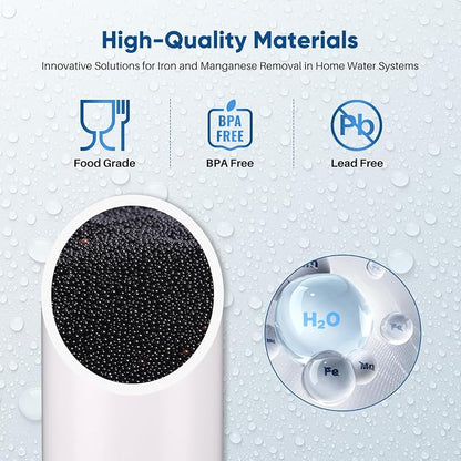 PUREPLUS 5 Micron 10" x 4.5" Whole House Iron & Manganese Reduce Water Filter Replacement for FM15B, WD-WF10F, RFFE10-BB, RFN10BB-SZ, 10-Inch, Pack of 1