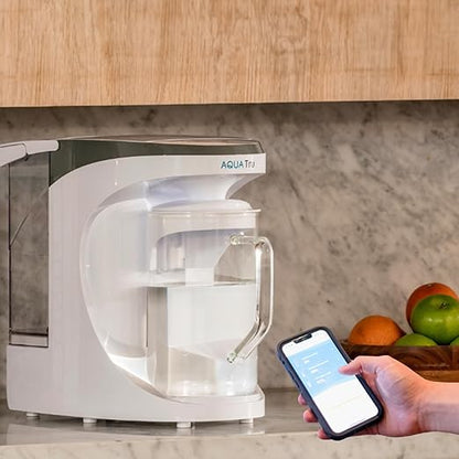 AquaTru Carafe Smart Countertop Water Purifier | App-Connected 4-Stage Reverse Osmosis System with Glass Carafe Removes Forever Chemicals, Lead & Fluoride | Track Filter Life | No Plumbing