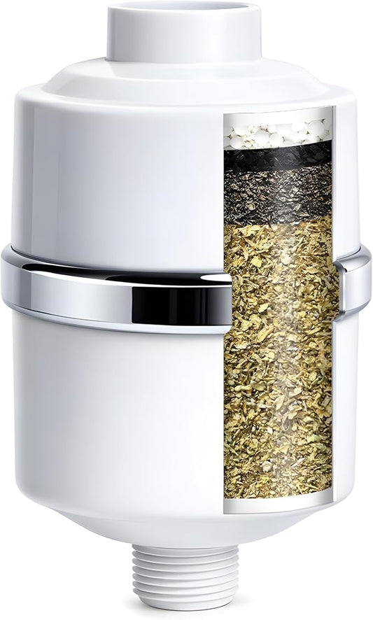 Crystal Quest Shower Filter, Shower Head Filter for Hard Water, Shower Water Filter Removes Chlorine, chloramines & VOCs, Filter Shower Head, Improves Skin & Hair, Long-Lasting - ISO Certified, White