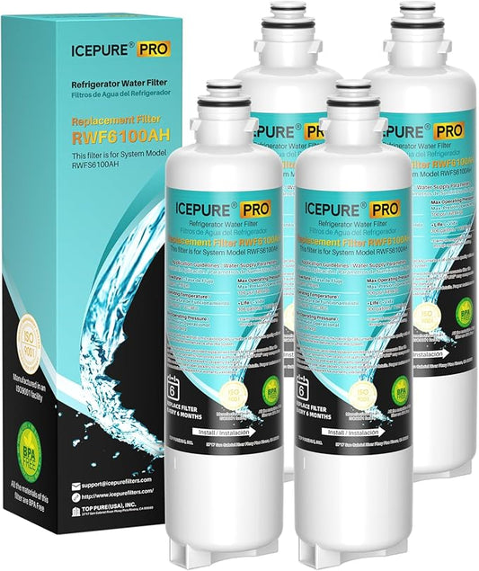 ICEPURE PRO BORPLFTR50 Refrigerator Water Filter Replacement for Bosch Ultra Clarity Pro BORPLFTR55, 11032531, 12033030, 12028325, 11025825, B36CT80SNS, B36CL80ENS, WFC100MF, WFS200MF, RA450022, 4PACK
