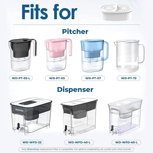 [Original] Waterdrop PF-01A Water Filter for Waterdrop Pitcher & Dispenser | NSF Certified, Reduces Lead, PFAS, PFOA/PFOS, Chlorine, Each Filter Lasts Up to 3 Months or 200 Gallons, 3 Pack