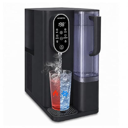 Leysern Hot & Cold Countertop Reverse Osmosis Water Filter, No Installation | 7-Stage RO Filtration with UV, Dual-Thermoelectric Cooling, Water Purifier with TDS Monitor, NSF 372 Certified, Black