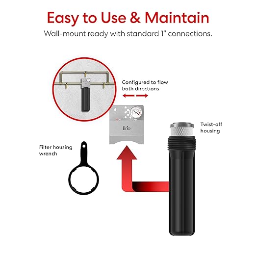 Brio Whole House Water Filter System w/Gauge & Fast-Flow CTO Carbon Block Filter 4.5" x 20" | Removes Dirt, Improves Taste & Protects Home Appliances | 900 GPH | 100,000 Gallons or 12 Months