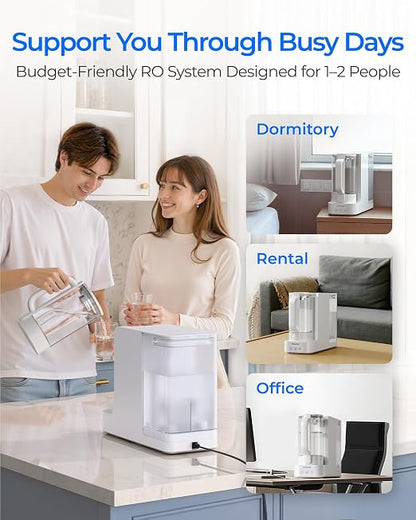 Waterdrop C2SL Reverse Osmosis Water Filter Countertop, Mineral RO System | 7-Stage RO Water Filtration System with Autofill Glass Pitcher, NSF/ANSI 372 Certified, 3:1 Pure to Drain, Compact Design