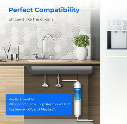 Waterdrop INL Inline Water Filter for Refrigerator and Ice Maker | Reduces Chlorine, Sediment, Bad Taste & Odor, NSF Certified High Capacity Drinking Water Filtration System, 1 Year