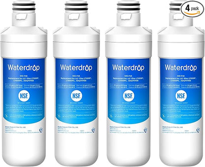 Waterdrop LT1000PC ADQ747935 MDJ64844601 Refrigerator Water Filter, Reduce chlorine, bad taste and odor, Replacement for LG® LT1000P®, ADQ74793501, ADQ74793502, Kenmore 46-9980, Pack of 4