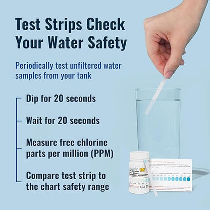 Complete Boat & RV Drinking Water Kit - 100 Aquatabs Water Purification Tablets + 50 Chlorine Test Strips + Water Flow Meter - for Boat & RV Tanks - By Aquamarine Water Solutions