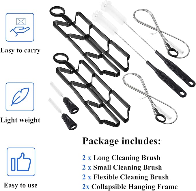 Patelai 8 in 1 Hydration Bladder Cleaning Kit Includes 3 Different Brushes and Drying Collapsible Bladder Frame, Water Reservoir Backpack Cleaning Kit