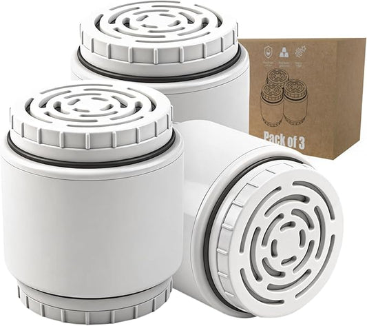 (3-Pack) Replacement Cartridge Compatible with AquaBliss SF400 SF500, Multi-Stage Shower Water Filter, Helps Reduce Chlorine, Rust, Scale, Soothes Dry Itchy Skin