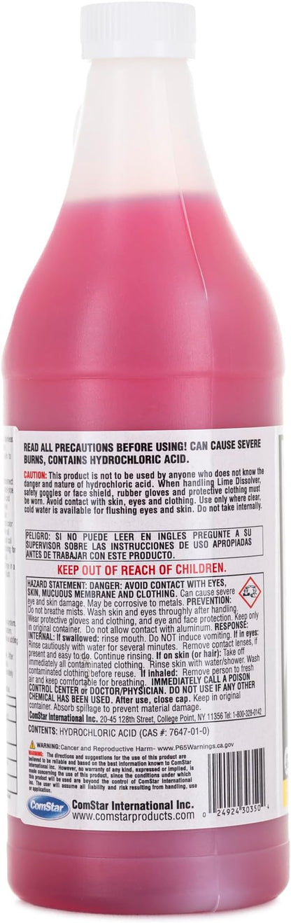 Lime Dissolver & Scale Remover,1 Quart, Industrial Strength Descaler for Cooling Towers, Boilers, Coils, Urinals, Toilet Bowls, Ice Machines, Lab Equipment, Rust & Stain Cleaner (30-350)