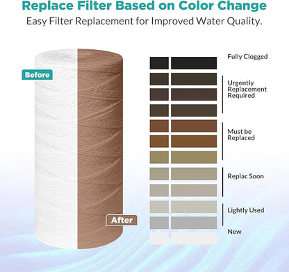 5 Micron 10" x 4.5" String Wound Water Filter Cartridge for Well Water, SimPure Whole House Sediment Filter Replacement for Housing DB10P DB10C (4 Pack)