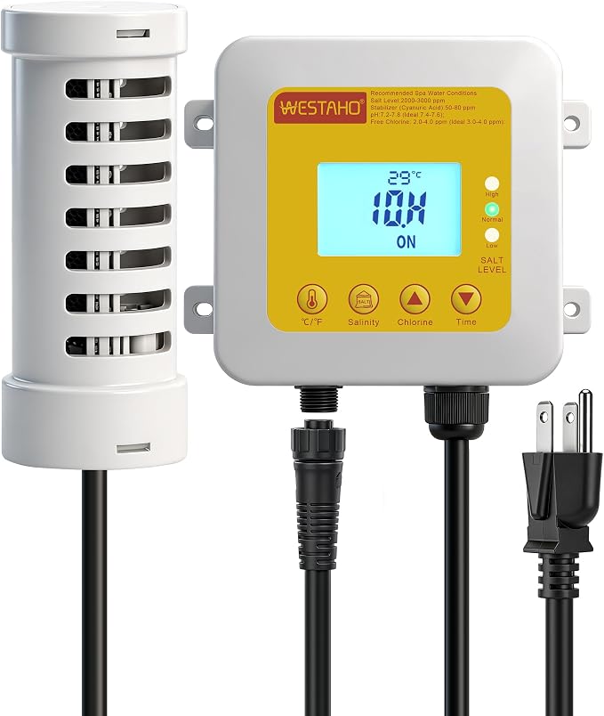 Salt Chlorine Generator, Westaho Hot Tub Salt Water Conversion Kit with USA Titanium Salt Cell, Designed for Hot Tubs & Swim Spas Up to 2200 Gallons, Chemical-Free
