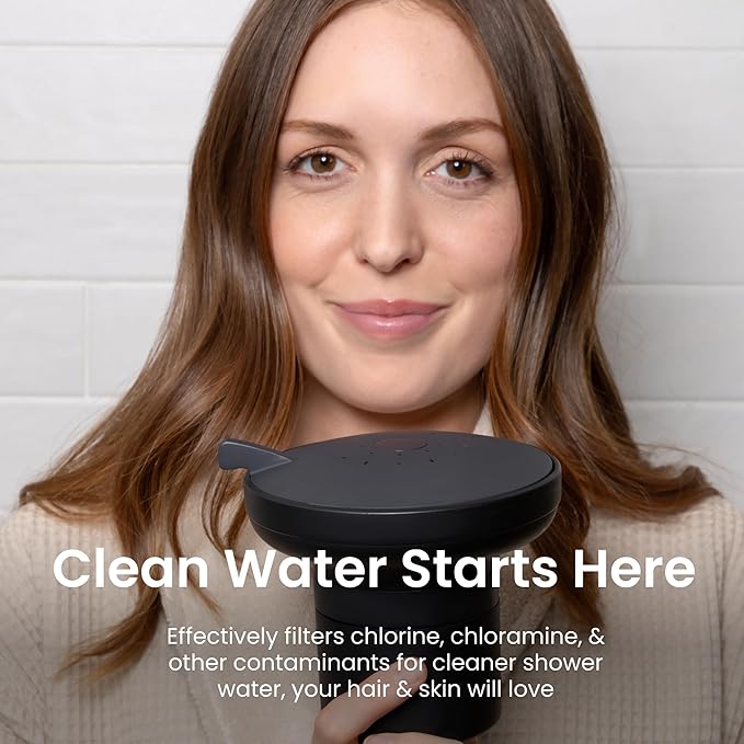 AquaTru Shower - Advanced Shower Filter Removes Impurities from Hard Water to Support Healthy Skin, Scalp, Hair, Reduce Breakage, and Enhance Your Beauty and Self-Care Routine (Matte Black)