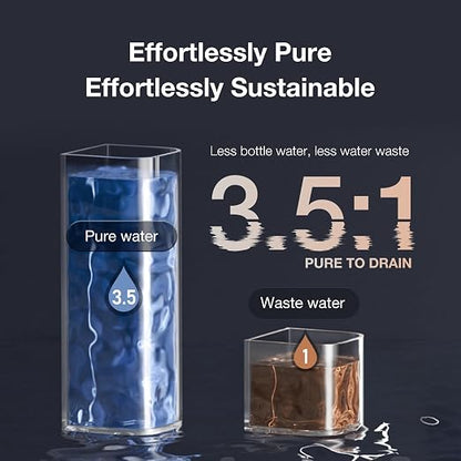Purewell 4-Stage Alkaline Countertop Reverse Osmosis Water Filter System | Portable Water Pitcher, 3.5:1 Pure-to-Drain Ratio, Alkaline Filter, pH 8-9, No Installation Required, C01, for Home Use