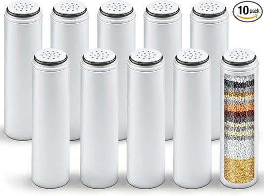 10-Pack Filter Cartridges Compatible with Cobbe Handheld Showerheads | White cartridge-only set for routine showerhead filter replacement and maintenance; shower head not included
