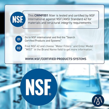Mist EDR1RXD1 Refrigerator Water Filter Replacement for Everydrop® Filter 1 – Whirlpool® WHR1RXD1 W10295370A, Kenmore® 46-9081 – 3-Pack – NSF 42 & 372 Certified