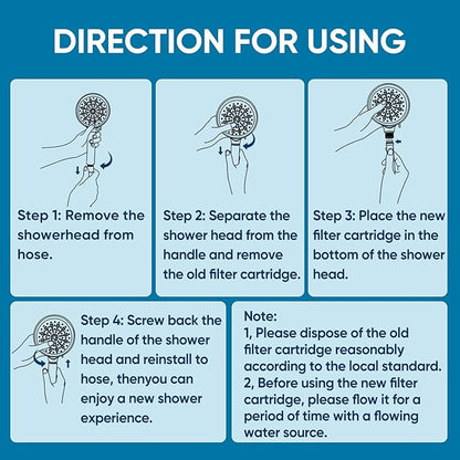 Cobbe 4 Pack Replacement Filters for Handheld Shower Head - Water Softener Filters Beads for Hard Water - Remove Chlorine - Reduces Dry Itchy Skin