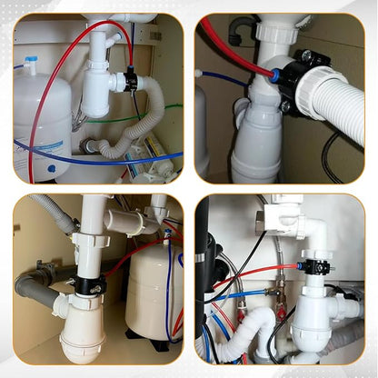 1 Pack 3/8" Drain Saddle Valve, Quick Connect Drain Saddle Clamp Plastic Water Filters Valve Clamp Hose Pipe Adapter for Reverse Osmosis System