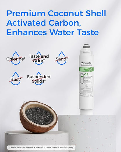 Waterdrop G3-N3CB Filter, Replacement for Waterdrop G3-W & G3P600 & G3P800 Reverse Osmosis System, 12-month Lifetime