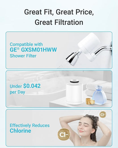 AQUA CREST FXSCH Shower Filter Replacement for GE® FXSCH, Shower Head Water Filter, 2 Pack
