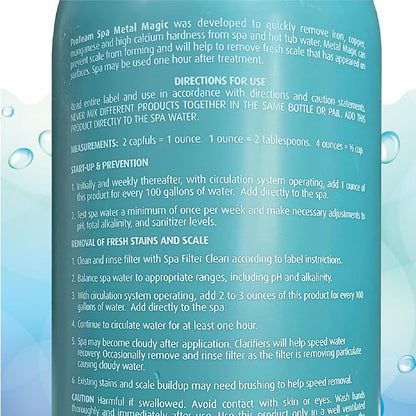 Proteam Spa Metal Magic - Spa Metal Remover for Hot Tub with SplashWiz Hot Tub Chemicals Care Guide - Made in USA (1 qt) (2 Pack)