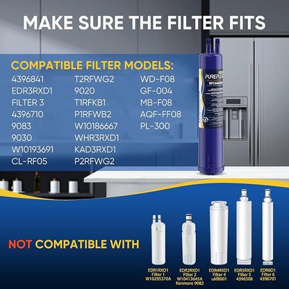 PUREPLUS Compatible with 4396841, 4396710, Everydrop® Filter 3, EDR3RXD1, 46-9083, 46-9030, 9030, 9083, Refrigerator Water Deluxe Filter, 3Pack