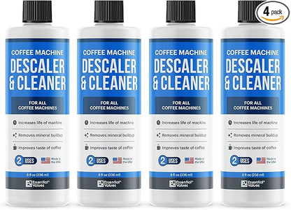Essential Vales Descaling Solution (8 Uses) Coffee Machine Descaler Cleaner - Compatible with Breville Keurig Nespresso Delonghi - Liquid To Descale Coffee & Espresso Machines
