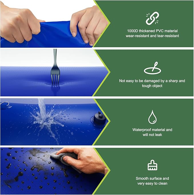 150 Gallon Water Bladder, 1000D PVC Foldable Portable Water Tank, Blue Large Capacity Water Bag Container for Garden, Drought Resistance, Fire Prevention, Emergency Supply