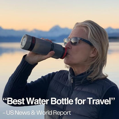Water-to-Go Active Water Filter Bottle, 25oz/75cl | International Travel, Portable Purification, Eco-Friendly Bioplastic, New Leak-Proof Lid, Filters Viruses Most Bottles Miss