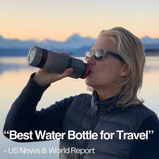 Water-to-Go Active Water Filter Bottle, 25oz/75cl | International Travel, Portable Purification, Eco-Friendly Bioplastic, New Leak-Proof Lid, Filters Viruses Most Bottles Miss
