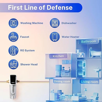 PureDrop PDR-ARB50WSP Spin Down Sediment Water Filter, Auto Flushing Module with Touch-Screen, Reusable Whole House Sediment Filter for Well Water w/Scraper, 50-Micron Prefilter Filtration System